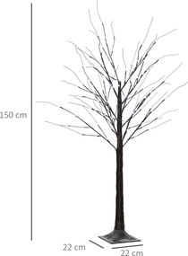 HOMCOM Brad de Crăciun Luminos Tip Mesteacăn, 150 cm, 96 Led-uri, Bază Lată, pentru Interior și Exterior, Maro | Aosom Romania
