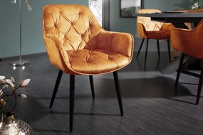 Neînvins Scaun de design Milano catifea galben mustar
