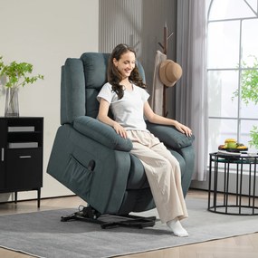 HOMCOM Fotoliu cu ajutor la ridicare din material textil moale, Fotoliu recliner cu telecomandă și buzunare laterale, Gri | Aosom Romania