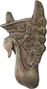 Jardinieră decorativă cu motiv lebădă, din ceramica, maro, stil baroc, 30x15x43 cm