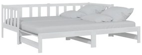 806961 vidaXL Pat extensibil de zi, alb, 2x(90x200) cm, lemn masiv de pin