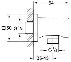 GROHE 27076000 - Cot de perete RAINSHOWER, crom lucios