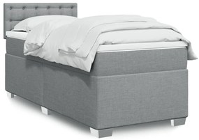 vidaXL Pat box spring cu saltea, gri deschis, 90x200 cm, textil