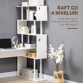 HOMCOM Birou Modern pentru Calculator in forma de L, Masa de scris, Birou de colt cu rafturi, alb | Aosom Romania