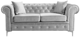 Canapea extensibilă de lux 2 locuri, stofă gri deschis Velvet, ROMANO
