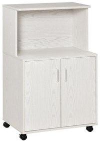HomCom mobilier de bucatarie cu roti, 60.4x40.3x 97cm, textura lemn alb/dungat | AOSOM RO