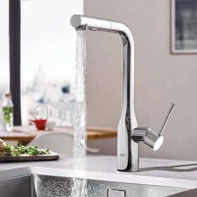 Baterie bucatarie, dus extractabil Grohe Essence New, cartus ceramic,anti-calcar, crom-30270000