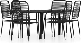 vidaXL Set de mobilier pentru grădină, 7 piese, negru