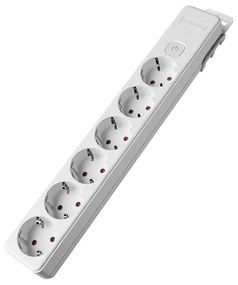 Bloc multipriza Braytron, 6 prize, cu intrerupator, protectie copii, alb
