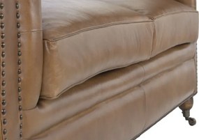 Canapea vintage 3 locuri din piele naturală, „Chesterfield"