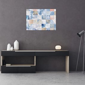 Tablou pe sticlă - figuri geometrice pe perete (70x50 cm)