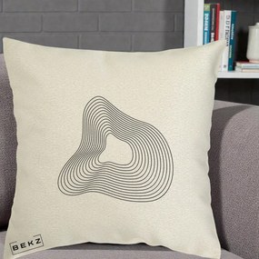 Perna Decorativa Abstract Linii Organice, 40x40 cm, Ecru, Husa Detasabila, Perna Inclusa, BEKZ®