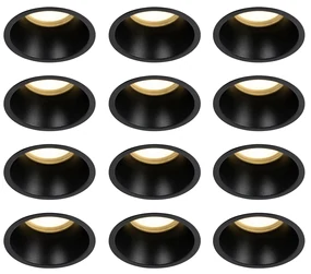 Set de 12 spoturi incastrate negre GU10 70mm IP44 - Dept