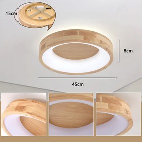 Brilagi-LED Plafonieră FALCON WOOD LED/30W/230V 3000/4000/6000K 45 cm lemn