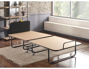 Pat metalic pliabil HERON, 90 x 204 cm, pentru o persoană, cu saltea, alb