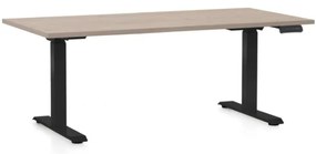 Masa inaltime reglabila OfficeTech C, 160 x 80 cm, bază neagră, stejar