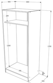 Dulap Remi, 2 Usi, Stejar Artisan, 80 x 51 x 170 cm