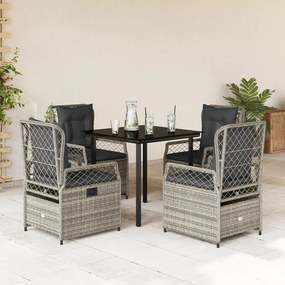 vidaXL Set mobilier de grădină cu perne, 5 piese, gri, poliratan