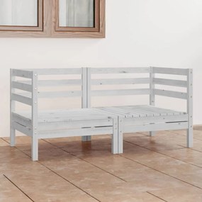 3082388 vidaXL Set mobilier de grădină cu 2 locuri, alb, lemn masiv de pin