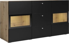 Comodă Baros 26 132 cm - stejar artizanal / negru mat