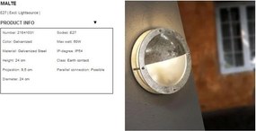 Aplica de perete exterior diam.24cm, IP54, Malte 21841031NL