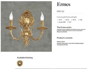 Aplica de perete 2 brate LUX realizat manual Ermes