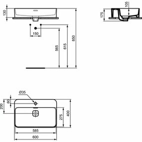 Lavoar pe blat Ideal Standard Strada II 60x40 cm