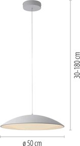 Schöner Wohnen 14607-16 - lustră LED dimerizabilă suspendată pe cablu LENTE, LED/23W/230V, Ø50 cm, albă