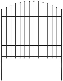 Gard de gradina cu varf ascutit, negru, 1,7 m, otel 1, 150-175 cm, 1.7 m