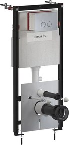 Rezervor incastrat Omnires StrongFrame ECO pentru vas WC suspendat si clapeta de actionare Steel-R45 finisaj nichel periat