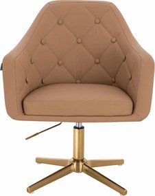 HR831CROSS Scaun Caramel Piele Ecologica Premium Soft cu Bază Aurie