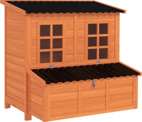 PawHut Cotet pentru găini cu cuib pentru 4-6 găini, acoperiș rezistent la apă, lemn de brad, plastic, 100 x 86 x 100 cm, Portocaliu | Aosom Romania