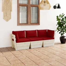 Canapea de gradina din paleti cu perne 3 locuri lemn de molid