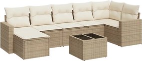 vidaXL Set canapele de grădină, 8 piese, cu perne, bej, poliratan