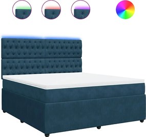 vidaXL Pat box spring cu saltea, albastru, 180x200 cm, catifea