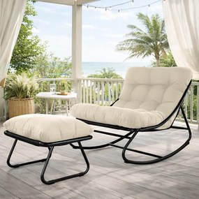 Balansoar cu scaun pentru suport picioare, cadru metalic, pentru uz interior și exterior, rezistent până la 150 kg, Alb