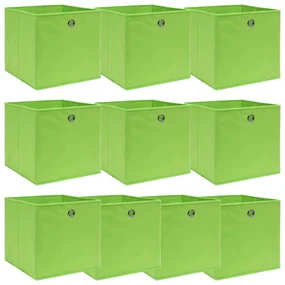 vidaXL Cutii depozitare, 10 buc., verde, 32x32x32 cm, textil