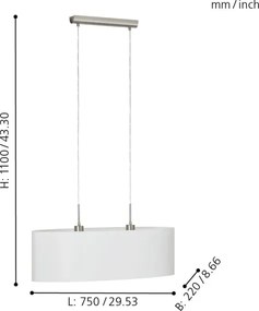 Lustră pe cablu Eglo 31579 PASTERI 2xE27/60W/230V