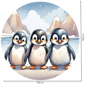 PIPPER. Autocolant circular de perete „Pinguinii” mărimea: 60cm