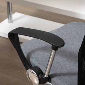 Fotoliu de Birou din Material Textil Gri, Scaun Rotativ si Ergonomic pentru Masa de Lucru 57x57x93-103cm Vinsetto | Aosom Romania