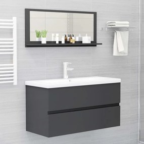 Oglinda de baie, gri, 90x10,5x37 cm, PAL Gri, 90 cm