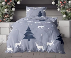 Lenjerie de pat din flanel DEER AND TREE gri Dimensiune lenjerie de pat: 70 x 90 cm | 140 x 200 cm