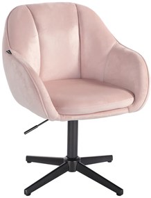 HR2055CROSS Scaun Roz Pudra din Catifea cu Bază Neagră