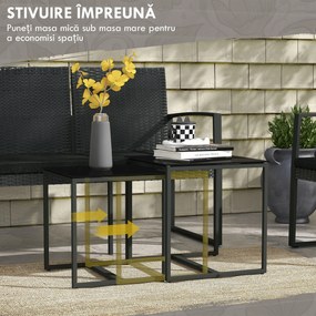 Outsunny Set Mobilier de Grădină din Ratan PP 5 Piese, Canapea cu Perne, Set Canapea pentru Exterior, Negru | Aosom Romania