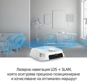 Robot aspirator Tecbot M1, Li-ion 5200 mAh, 4000 Pa, 0.5 l, HEPA, Wi-Fi, Autonomie pana la 160 min, Mop cu mop cu auto-curatare, Alb