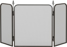 HOMCOM Paravan Pliant pentru Șemineu cu 3 Panouri, Paravan de Protecție din Metal, 96x1,3x56 cm, Negru | Aosom Romania