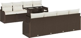 vidaXL Set de canapele pentru grădină cu pernă 7 pcs Maro poliratan