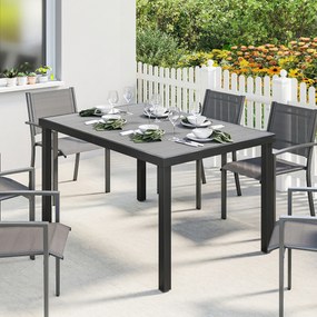 Outsunny Masă de grădină pentru 4-6 persoane, masă de exterior cu blat cu lamele, 140 x 90 x 74 cm, gri | Aosom Romania