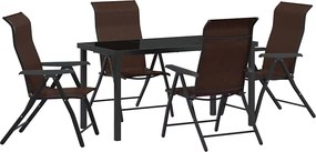 vidaXL Set de masă pentru grădină 5 pcs Maro Oțel vopsit electrostatic