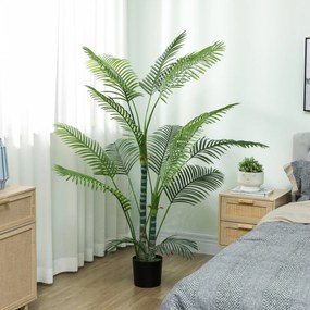 HOMCOM Palmă artificială cu 16 frunze de plastic, plantă artificială rezistentă la UV cu ghiveci de plastic, pentru interior și exterior, Verde | Aosom Romania